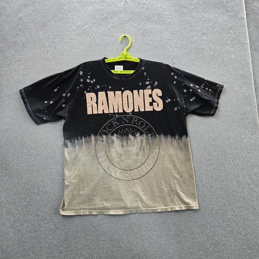 Ramones Men Shirt M/L Black Colorblock Band Logo Tee Tie Dye Rock & Roll Band